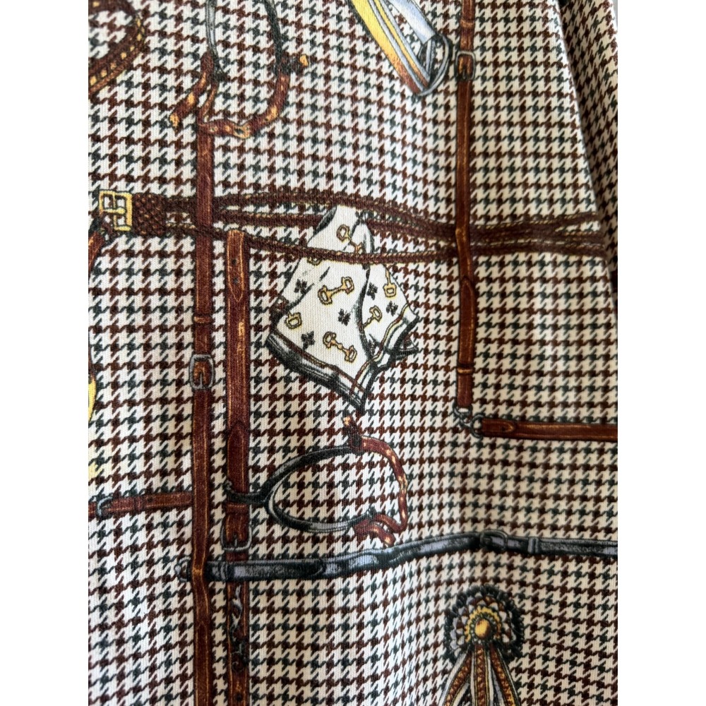 Jones New York Brown Equestrian Houndstooth Long Sleeve Tunic Top 1X Luxury Prep - Picture 7 of 9